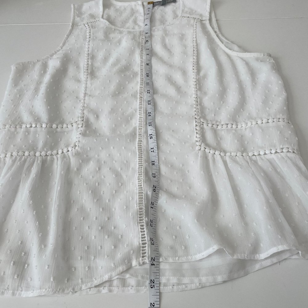 Daniel Rainn Swiss Dot Embroidered Lace Flouncy Peplum Sleeveless Blouse - Picture 8 of 14